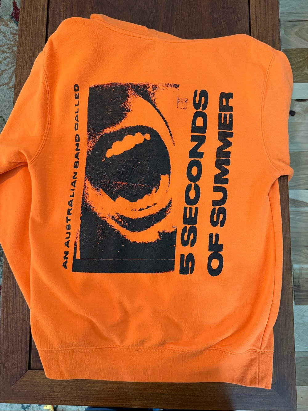 5SOS Bright Orange Pullover Hoodie with Front Logo